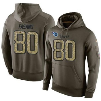 NFL Men's Tennessee Titans #80 Anthony Fasano Stitched Green Olive Salute To Service KO Performance Hoodie