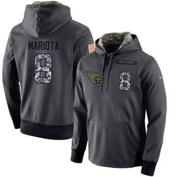 NFL Men's Tennessee Titans #8 Marcus Mariota Stitched Black Anthracite Salute to Service Player Performance Hoodie