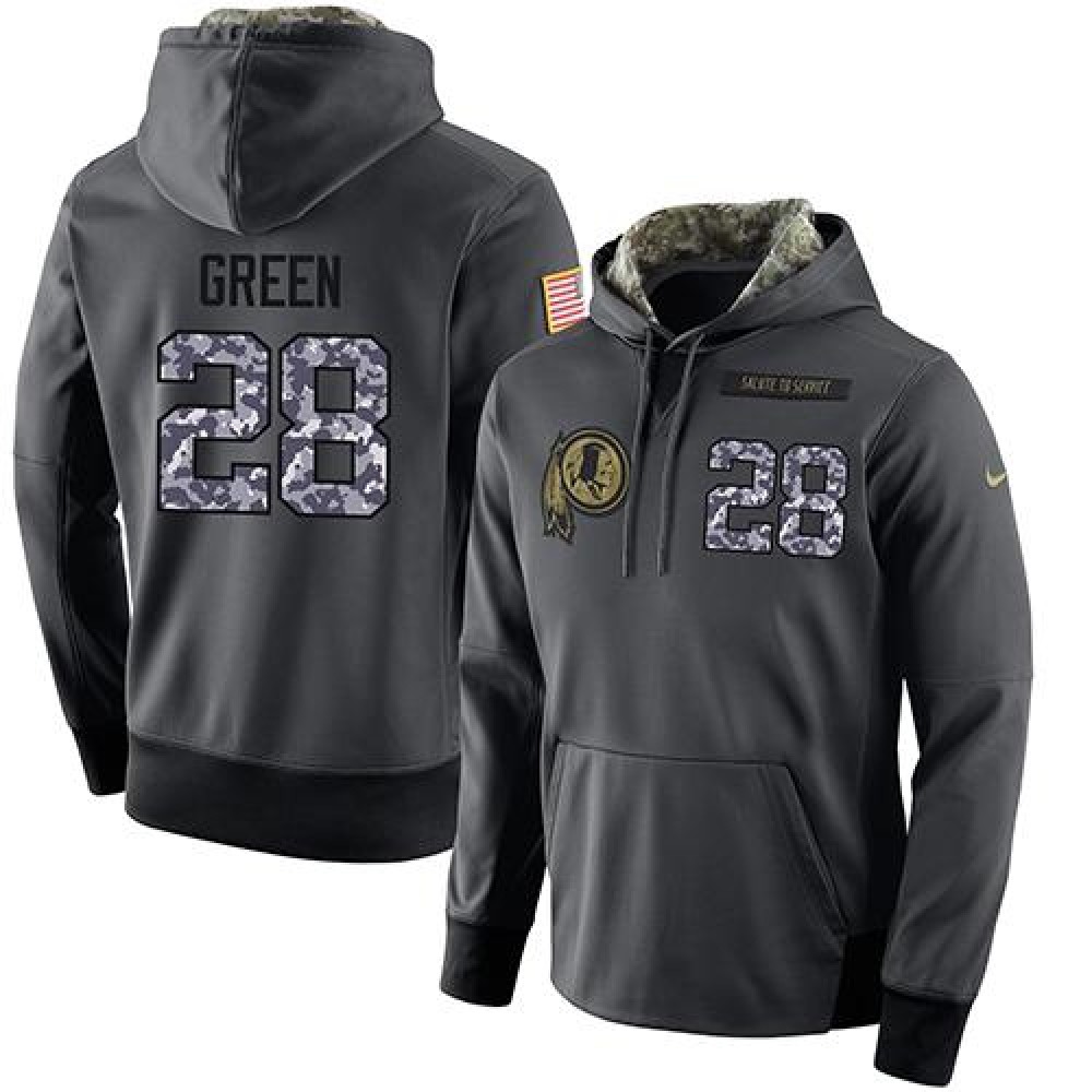 NFL Men's Washington Redskins #28 Darrell Green Stitched Black Anthracite Salute to Service Player Performance Hoodie