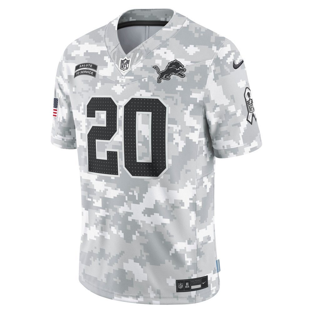 Men's Detroit Lions #20 Barry Sanders Arctic Camo 2024 Salute to Service Retired Player Limited Jersey Men's Detroit Lions #20 Barry Sanders Arctic Camo 2024 Salute to Service Retired Player Limited Jersey