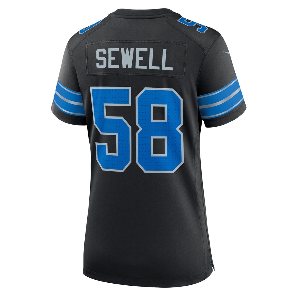 Women's Detroit Lions #58 Penei Sewell Black 2nd Alternate Game Jersey Women's Detroit Lions #58 Penei Sewell Black 2nd Alternate Game Jersey