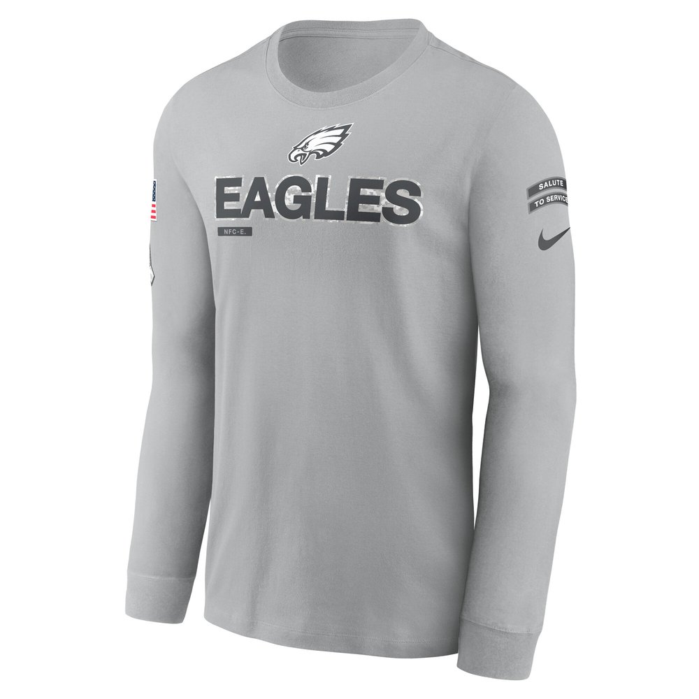 Men's Philadelphia Eagles Gray 2024 Salute To Service Long Sleeve T-Shirt