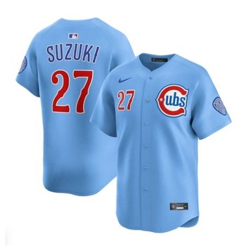 Men's Chicago Cubs #27 Seiya Suzuki Blue 2024/25 2nd Alternate Limited Stitched Baseball Jersey Men's Chicago Cubs #27 Seiya Suzuki Blue 2024/25 2nd Alternate Limited Stitched Baseball Jersey