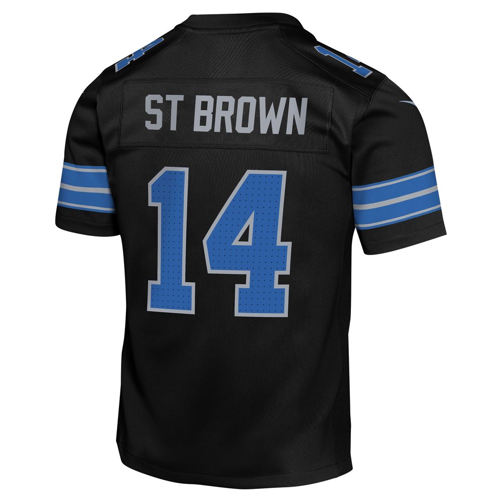 Youth Detroit Lions #14 Amon-Ra St. Brown Black Alternate Player Game Jersey Youth Detroit Lions #14 Amon-Ra St. Brown Black Alternate Player Game Jersey