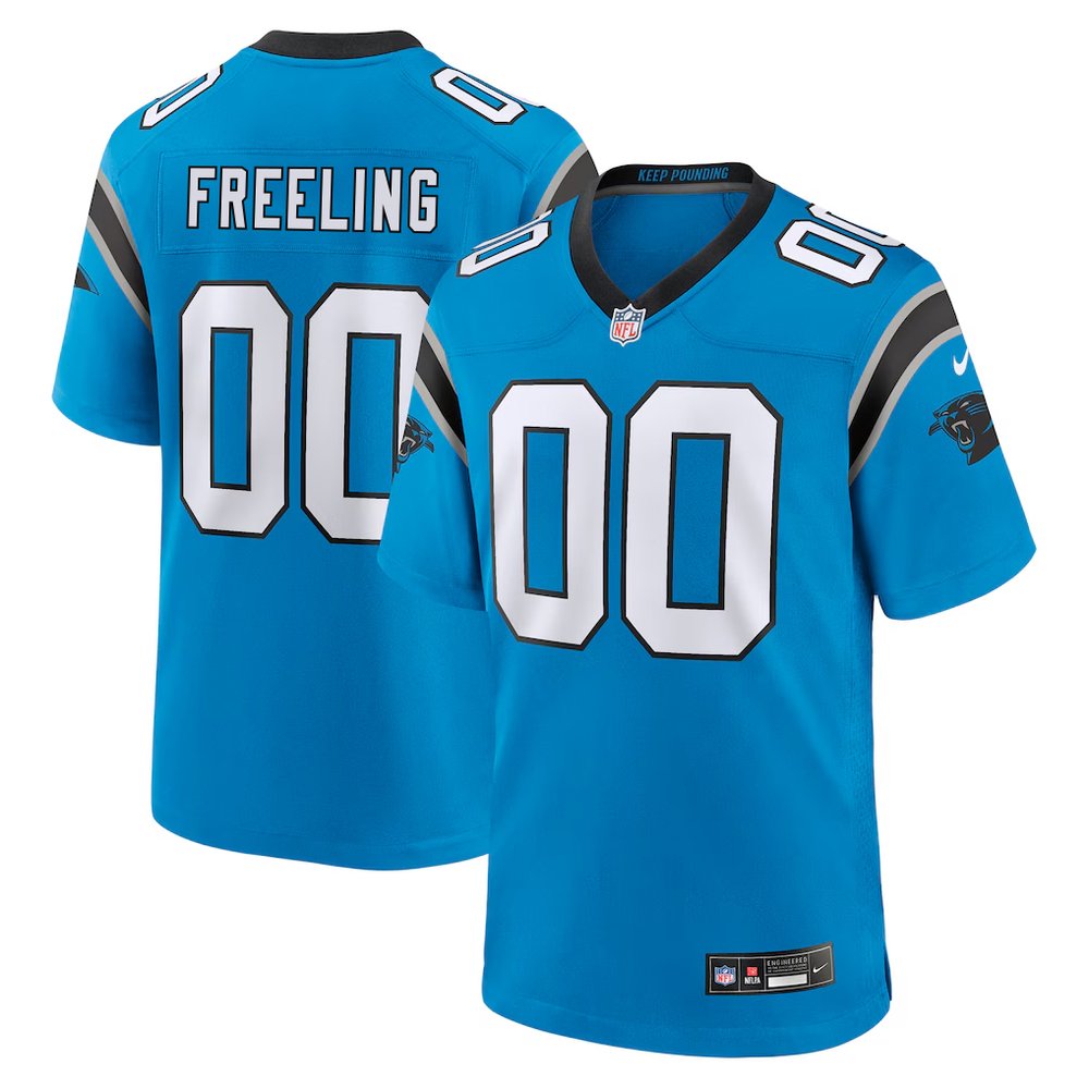 Youth Carolina Panthers Monroe Freeling Blue 2026 NFL Draft Game Jersey