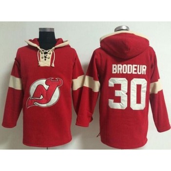 New Jersey Devils #30 Martin Brodeur Red Pullover NHL Hoodie New Jersey Devils #30 Martin Brodeur Red Pullover NHL Hoodie