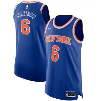 New Yok Knicks #6 Kristaps Porzingis Blue Icon Edition Stitched Jersey New Yok Knicks #6 Kristaps Porzingis Blue Icon Edition Stitched Jersey