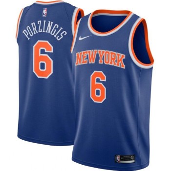 New Yok Knicks #6 Kristaps Porzingis Blue Icon Edition Stitched Swingman Jersey New Yok Knicks #6 Kristaps Porzingis Blue Icon Edition Stitched Swingman Jersey