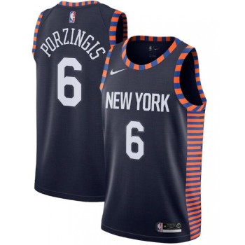 New Yok Knicks #6 Kristaps Porzingis Navy City Edition Stitched Swingman Jersey New Yok Knicks #6 Kristaps Porzingis Navy City Edition Stitched Swingman Jersey