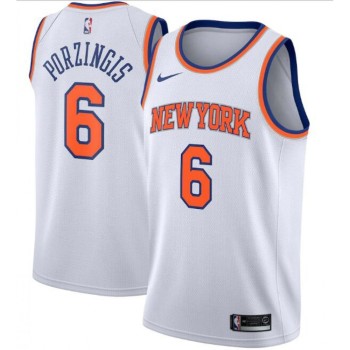 New Yok Knicks #6 Kristaps Porzingis White Association Edition Stitched Swingman Jersey New Yok Knicks #6 Kristaps Porzingis White Association Edition Stitched Swingman Jersey