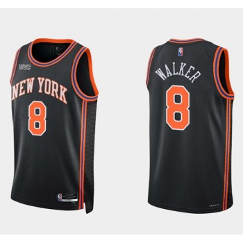 New Yok Knicks #8 Kemba Walker Black 75th Anniversary Stitched Swingman Basketball Jersey New Yok Knicks #8 Kemba Walker Black 75th Anniversary Stitched Swingman Basketball Jersey