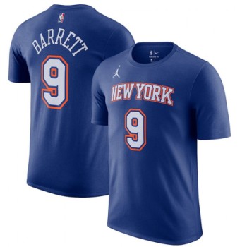 New Yok Knicks #9 RJ Barrett Blue Statement Name & Number T-Shirt New Yok Knicks #9 RJ Barrett Blue Statement Name & Number T-Shirt