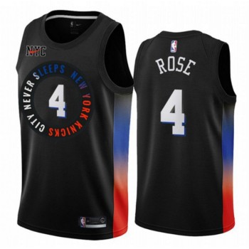New Yok Knicks #4 Derrick Rose 2020 Black City Edition Stitched Swingman Jersey New Yok Knicks #4 Derrick Rose 2020 Black City Edition Stitched Swingman Jersey