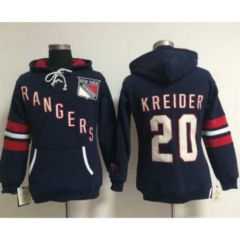 New York Rangers #20 Chris Kreider Navy Blue Women's Old Time Heidi NHL Hoodie New York Rangers #20 Chris Kreider Navy Blue Women's Old Time Heidi NHL Hoodie