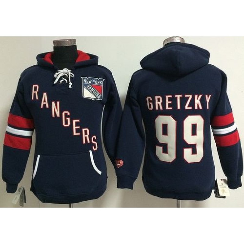 New York Rangers #99 Wayne Gretzky Navy Blue Women's Old Time Heidi NHL Hoodie New York Rangers #99 Wayne Gretzky Navy Blue Women's Old Time Heidi NHL Hoodie