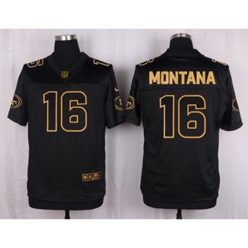 49ers #16 Joe Montana Black Men's Stitched NFL Elite Pro Line Gold Collection Jersey 49ers #16 Joe Montana Black Men's Stitched NFL Elite Pro Line Gold Collection Jersey