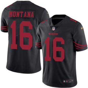 49ers #16 Joe Montana Black Men's Stitched NFL Limited Rush Jersey 49ers #16 Joe Montana Black Men's Stitched NFL Limited Rush Jersey
