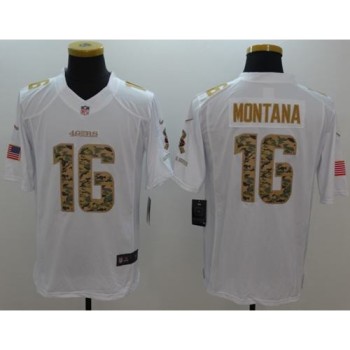 49ers #16 Joe Montana White Men's Stitched NFL Limited Salute to Service Jersey 49ers #16 Joe Montana White Men's Stitched NFL Limited Salute to Service Jersey