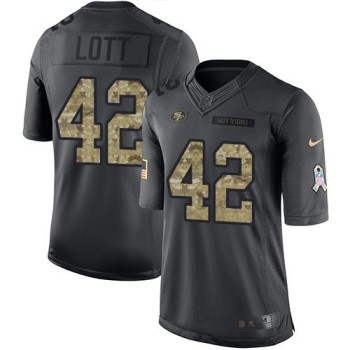 49ers #42 Ronnie Lott Black Men's Stitched NFL Limited 2016 Salute to Service Jersey 49ers #42 Ronnie Lott Black Men's Stitched NFL Limited 2016 Salute to Service Jersey