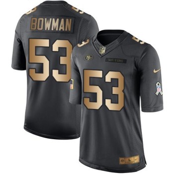 49ers #53 NaVorro Bowman Black Men's Stitched NFL Limited Gold Salute To Service Jersey 49ers #53 NaVorro Bowman Black Men's Stitched NFL Limited Gold Salute To Service Jersey
