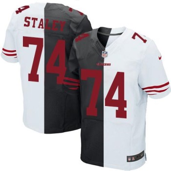 49ers #74 Joe Staley Black/White Men's Stitched NFL Elite Split Jersey 49ers #74 Joe Staley Black/White Men's Stitched NFL Elite Split Jersey