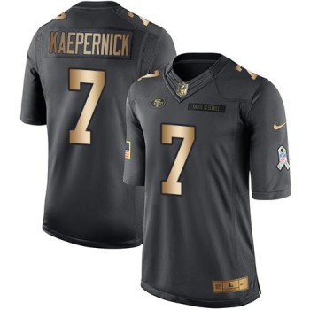 49ers #7 Colin Kaepernick Black Men's Stitched NFL Limited Gold Salute To Service Jersey 49ers #7 Colin Kaepernick Black Men's Stitched NFL Limited Gold Salute To Service Jersey
