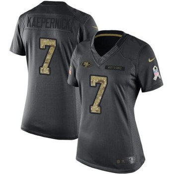 49ers #7 Colin Kaepernick Black Women's Stitched NFL Limited 2016 Salute to Service Jersey 49ers #7 Colin Kaepernick Black Women's Stitched NFL Limited 2016 Salute to Service Jersey