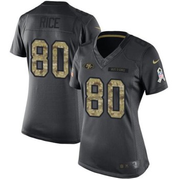 49ers #80 Jerry Rice Black Women's Stitched NFL Limited 2016 Salute to Service Jersey 49ers #80 Jerry Rice Black Women's Stitched NFL Limited 2016 Salute to Service Jersey
