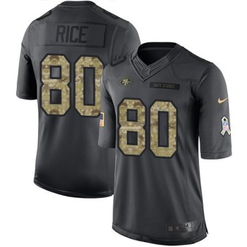 49ers #80 Jerry Rice Black Youth Stitched NFL Limited 2016 Salute to Service Jersey