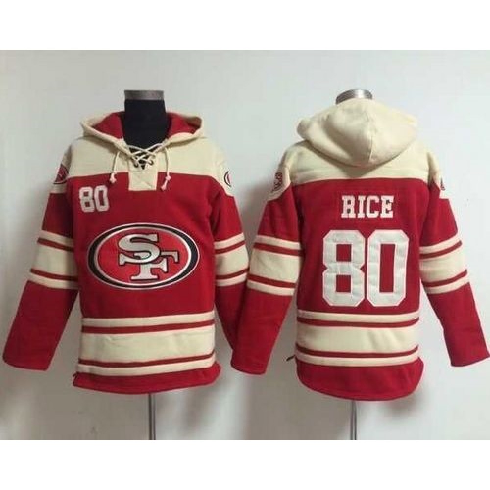 49ers #80 Jerry Rice Red Sawyer Hoodie Sweatshirt NFL Hoodie