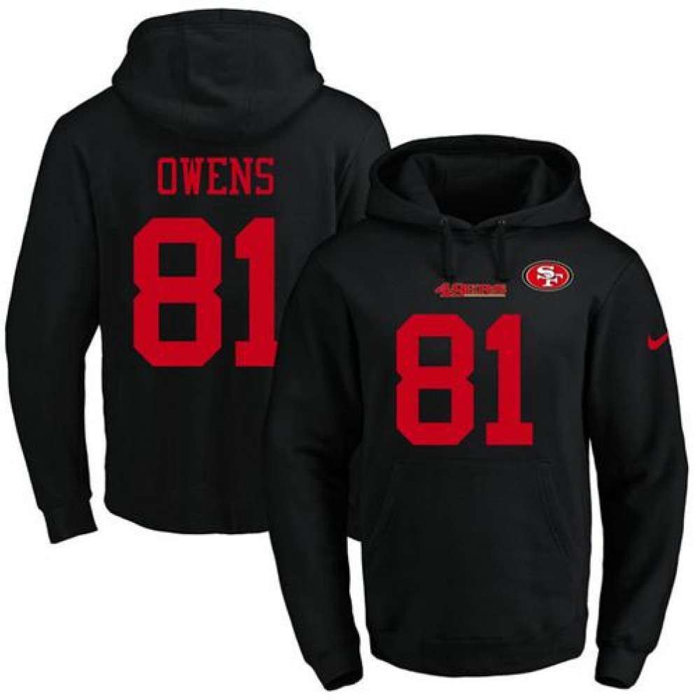 49ers #81 Terrell Owens Black Name & Number Pullover NFL Hoodie