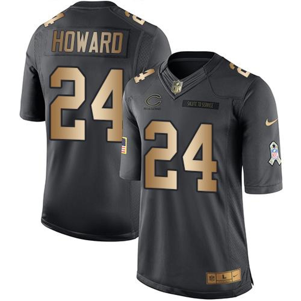 Bears #24 Jordan Howard Black Men's Stitched NFL Limited Gold Salute To Service Jersey