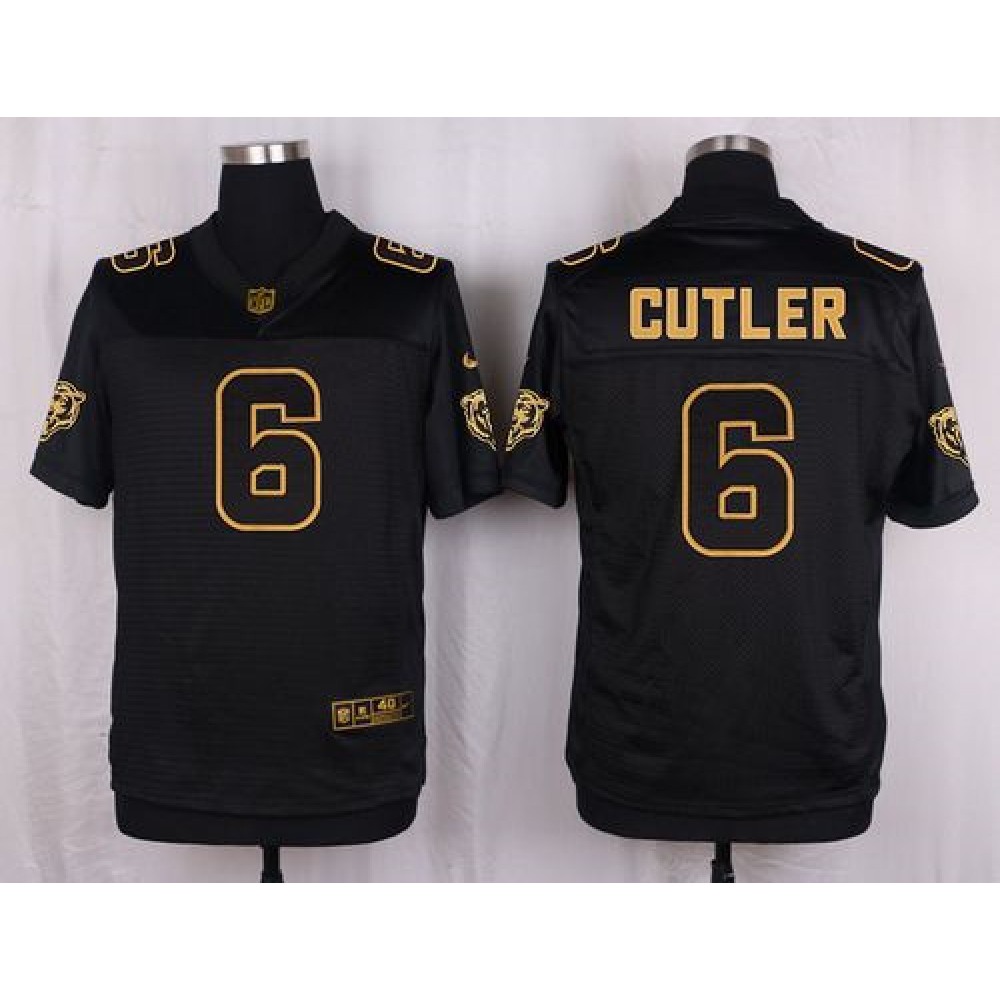 Bears #6 Jay Cutler Black Men's Stitched NFL Elite Pro Line Gold Collection Jersey