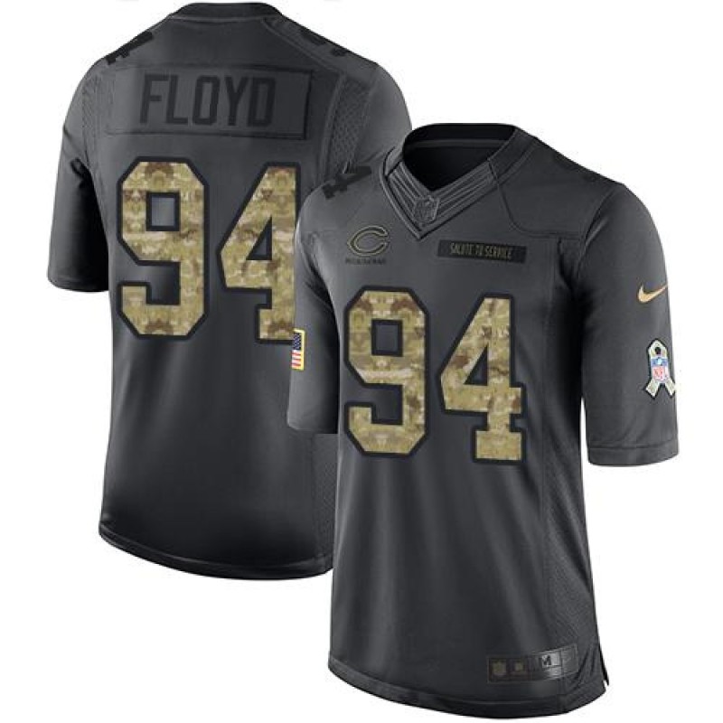Bears #94 Leonard Floyd Black Men's Stitched NFL Limited 2016 Salute to Service Jersey