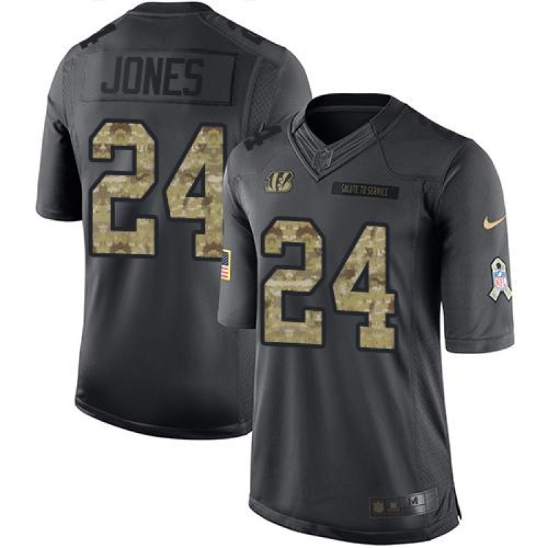 Bengals #24 Adam Jones Black Men's Stitched NFL Limited 2016 Salute to Service Jersey