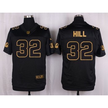 Bengals #32 Jeremy Hill Black Men's Stitched NFL Elite Pro Line Gold Collection Jersey Bengals #32 Jeremy Hill Black Men's Stitched NFL Elite Pro Line Gold Collection Jersey