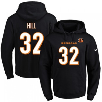 Bengals #32 Jeremy Hill Black Name & Number Pullover NFL Hoodie Bengals #32 Jeremy Hill Black Name & Number Pullover NFL Hoodie