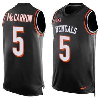 Bengals #5 AJ McCarron Black Team Color Men's Stitched NFL Limited Tank Top Jersey Bengals #5 AJ McCarron Black Team Color Men's Stitched NFL Limited Tank Top Jersey
