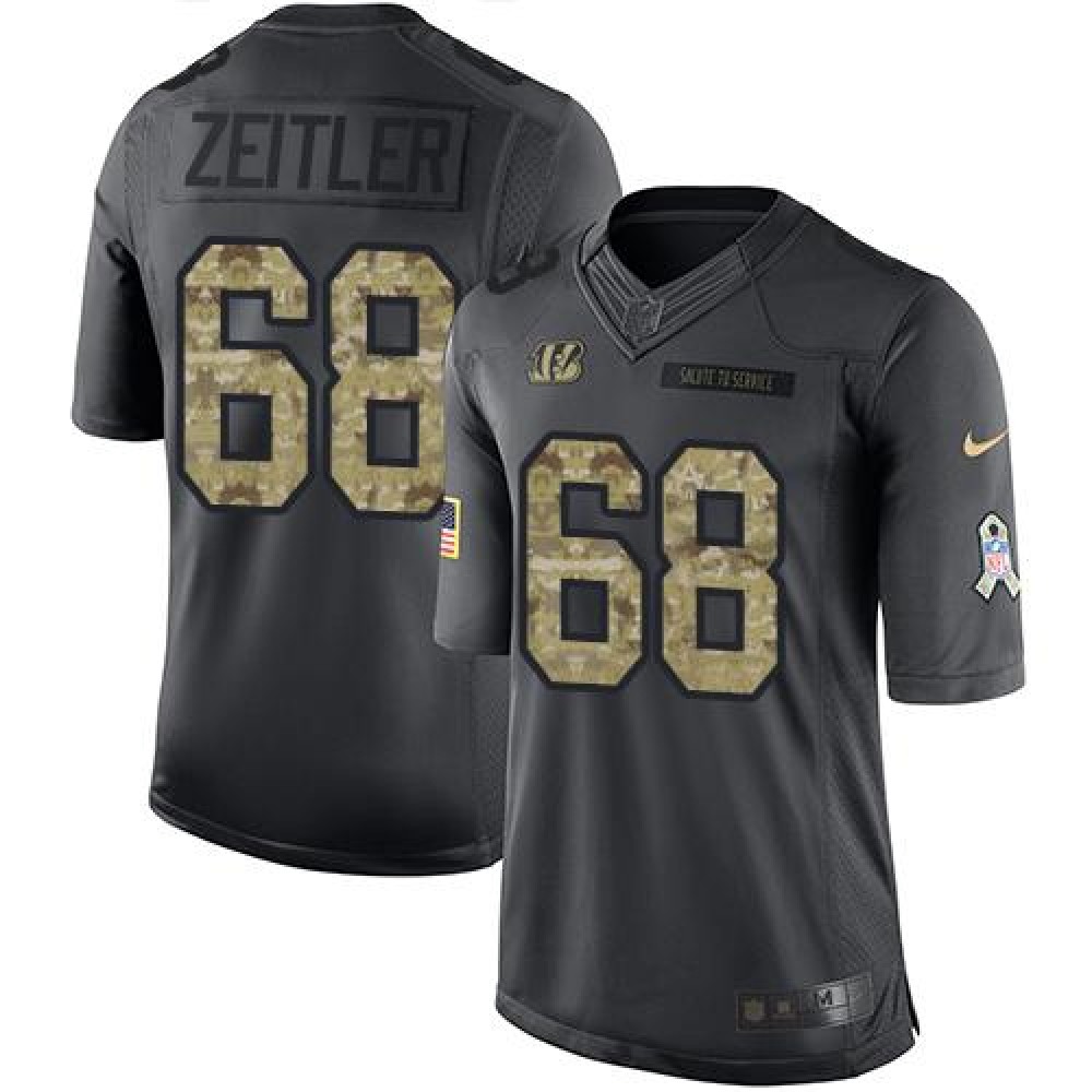Bengals #68 Kevin Zeitler Black Men's Stitched NFL Limited 2016 Salute to Service Jersey
