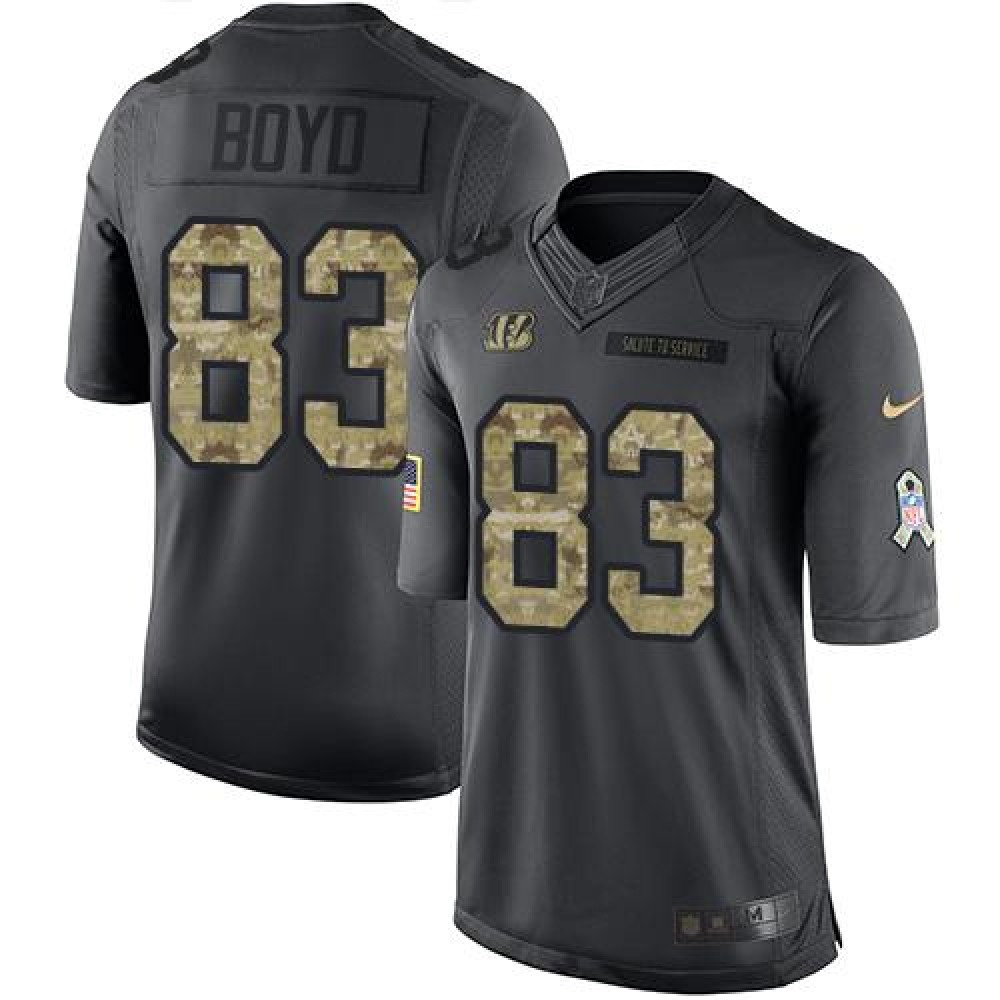 Bengals #83 Tyler Boyd Black Men's Stitched NFL Limited 2016 Salute to Service Jersey