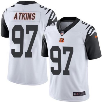 Bengals #97 Geno Atkins White Men's Stitched NFL Limited Rush Jersey Bengals #97 Geno Atkins White Men's Stitched NFL Limited Rush Jersey
