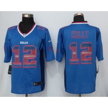 Bills #12 Jim Kelly Royal Blue Team Color Men's Stitched NFL Limited Strobe Jersey Bills #12 Jim Kelly Royal Blue Team Color Men's Stitched NFL Limited Strobe Jersey