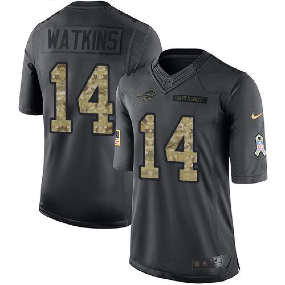 Bills #14 Sammy Watkins Black Youth Stitched NFL Limited 2016 Salute to Service Jersey