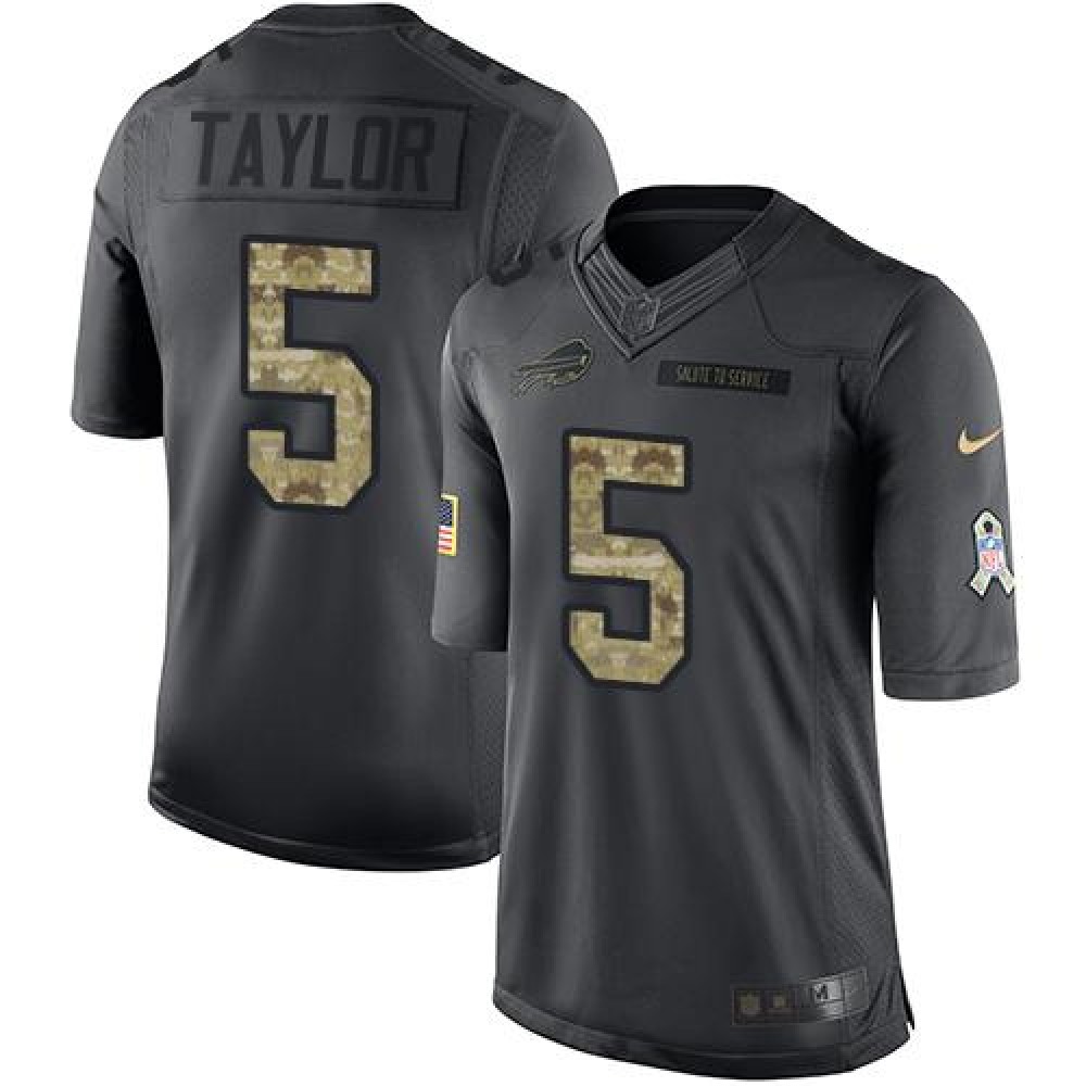 Bills #5 Tyrod Taylor Black Youth Stitched NFL Limited 2016 Salute to Service Jersey