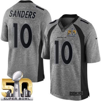 Broncos #10 Emmanuel Sanders Gray Super Bowl 50 Men's Stitched NFL Limited Gridiron Gray Jersey Broncos #10 Emmanuel Sanders Gray Super Bowl 50 Men's Stitched NFL Limited Gridiron Gray Jersey