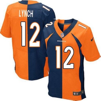 Broncos #12 Paxton Lynch Orange/Navy Blue Men's Stitched NFL Elite Split Jersey Broncos #12 Paxton Lynch Orange/Navy Blue Men's Stitched NFL Elite Split Jersey