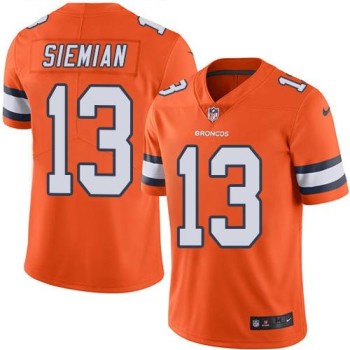 Broncos #13 Trevor Siemian Orange Men's Stitched NFL Limited Rush Jersey Broncos #13 Trevor Siemian Orange Men's Stitched NFL Limited Rush Jersey
