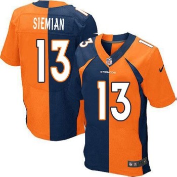 Broncos #13 Trevor Siemian Orange/Navy Blue Men's Stitched NFL Elite Split Jersey Broncos #13 Trevor Siemian Orange/Navy Blue Men's Stitched NFL Elite Split Jersey