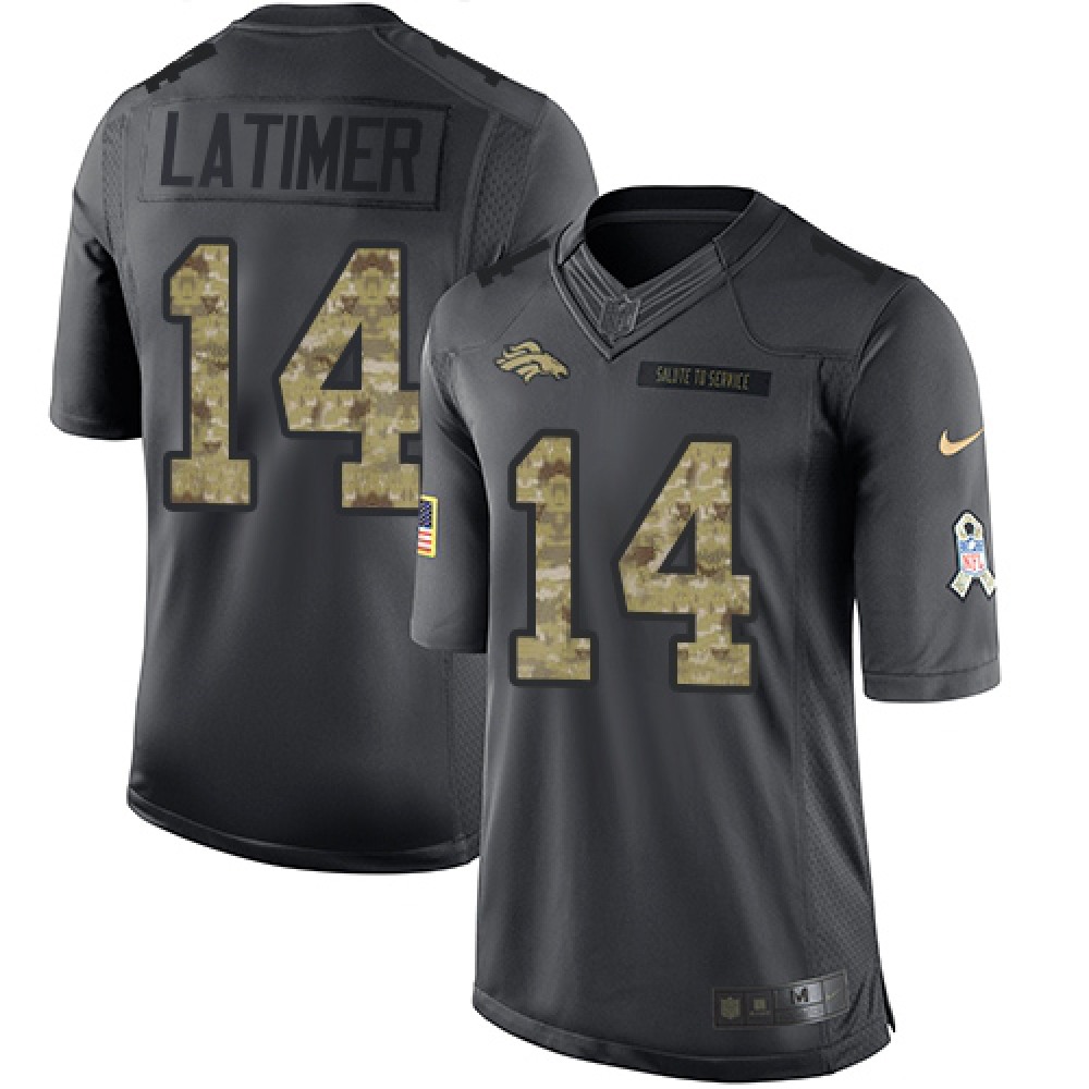 Broncos #14 Cody Latimer Black Men's Stitched NFL Limited 2016 Salute to Service Jersey