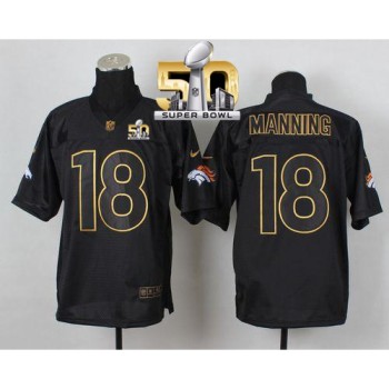 Broncos #18 Peyton Manning Black Gold No. Fashion Super Bowl 50 Men's Stitched NFL Elite Jersey Broncos #18 Peyton Manning Black Gold No. Fashion Super Bowl 50 Men's Stitched NFL Elite Jersey
